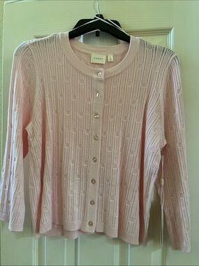 Cyrus Soft Pink Button-Front Knit Cardigan-3/4 Sleeve